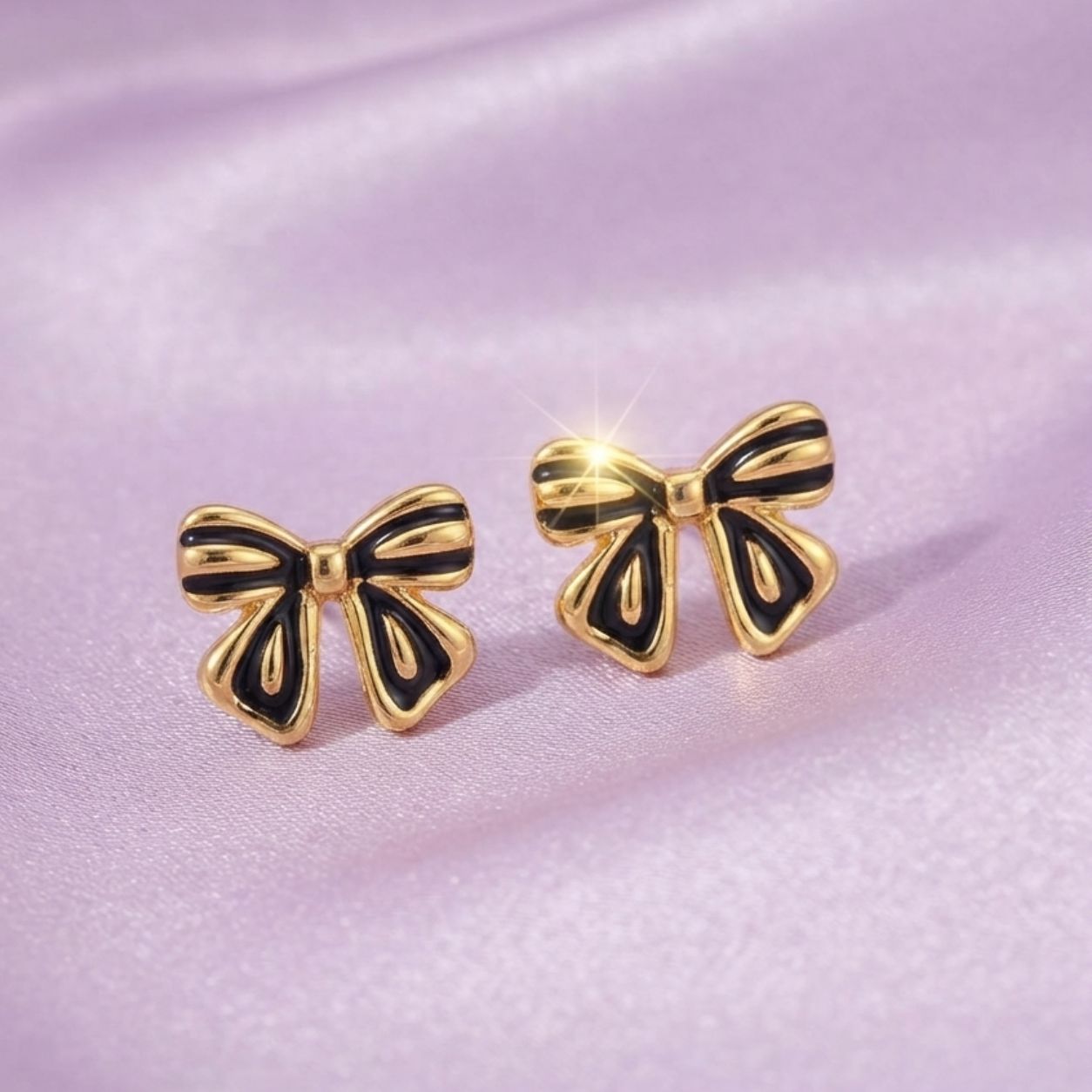 Elegant Black Bow Stud Earrings for Wome
